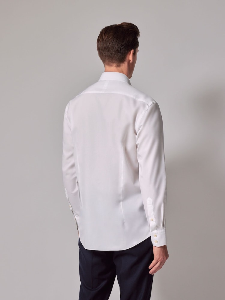 Hawes & Curtis Slim Fit 110 Year Anniversary 100% Cotton White Shirt With Embroidered Cuff - Image 2 of 6