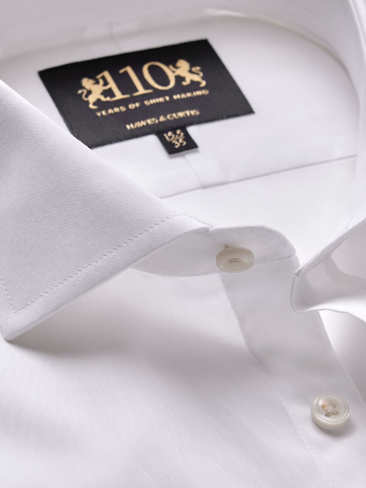 Hawes & Curtis Slim Fit 110 Year Anniversary 100% Cotton White Shirt With Embroidered Cuff - Image 4 of 5