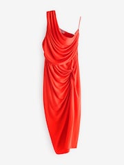 AX Paris Red One Shoulder Knot Skirt Midi Dress - Image 5 of 5