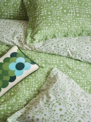 Orla Kiely Basil Green Criss Cross Stem Duvet Cover and Pillowcase 100% Cotton Set - Image 2 of 8