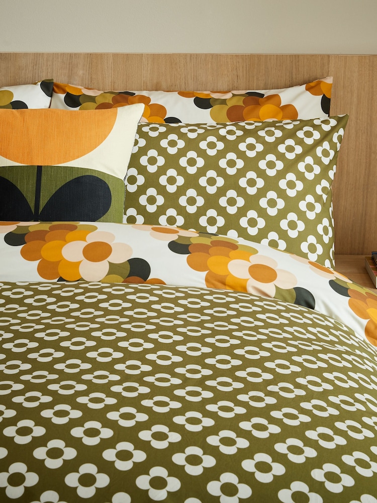 Orla Kiely Set of 2 Multi Retro Flower Stripe 100% Cotton Pillowcases - Image 1 of 6