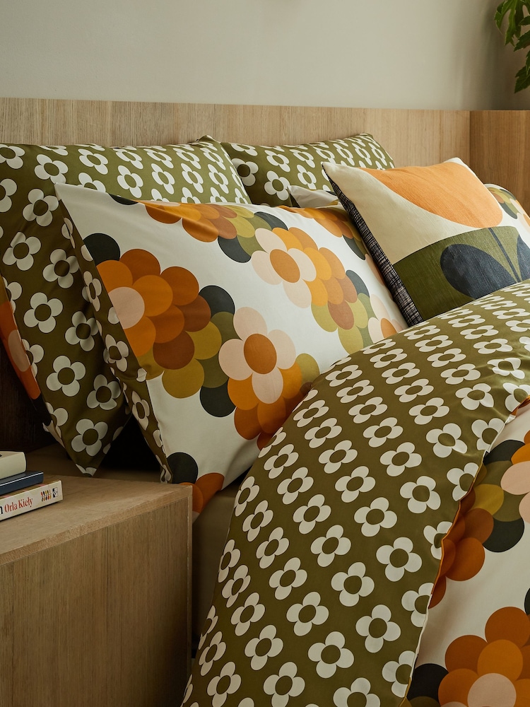 Orla Kiely Set of 2 Multi Retro Flower Stripe 100% Cotton Pillowcases - Image 2 of 6