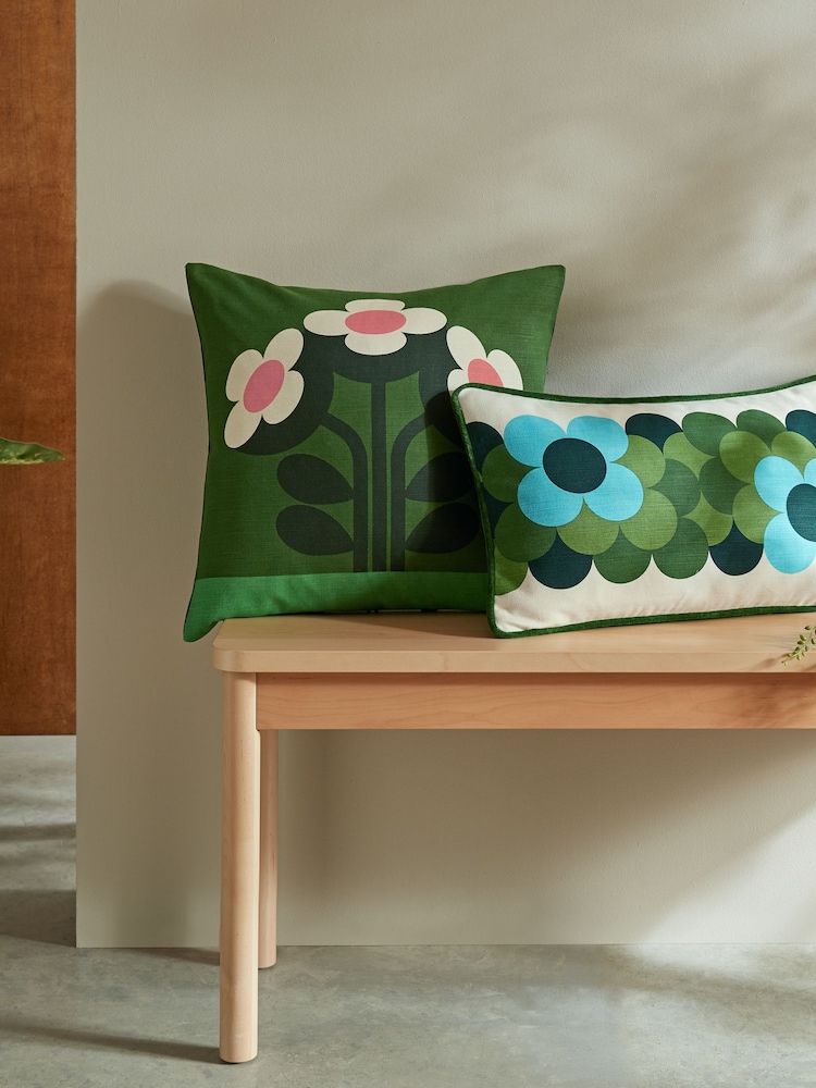 وسادة كرسي قطن 100% بتصميم مخطط مزيّن بزهور كلاسيكية من Orla Kiely - صورة 1 من 2