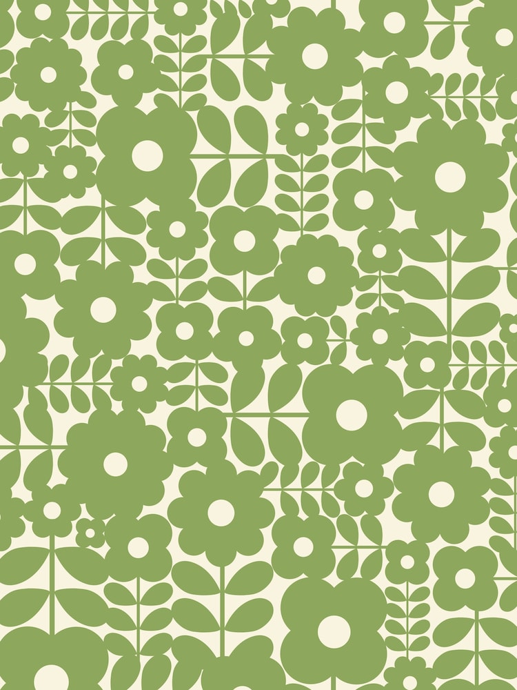 Orla Kiely Set of 2 Basil Green Criss Cross Stem Pillowcases - Image 5 of 5