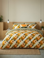 Orla Kiely Multi Retro Flower Stripe Duvet Cover and Pillowcase 100% Cotton Set - Image 1 of 7