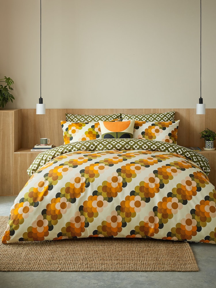 Orla Kiely Multi Retro Flower Stripe Duvet Cover and Pillowcase 100% Cotton Set - Image 1 of 7