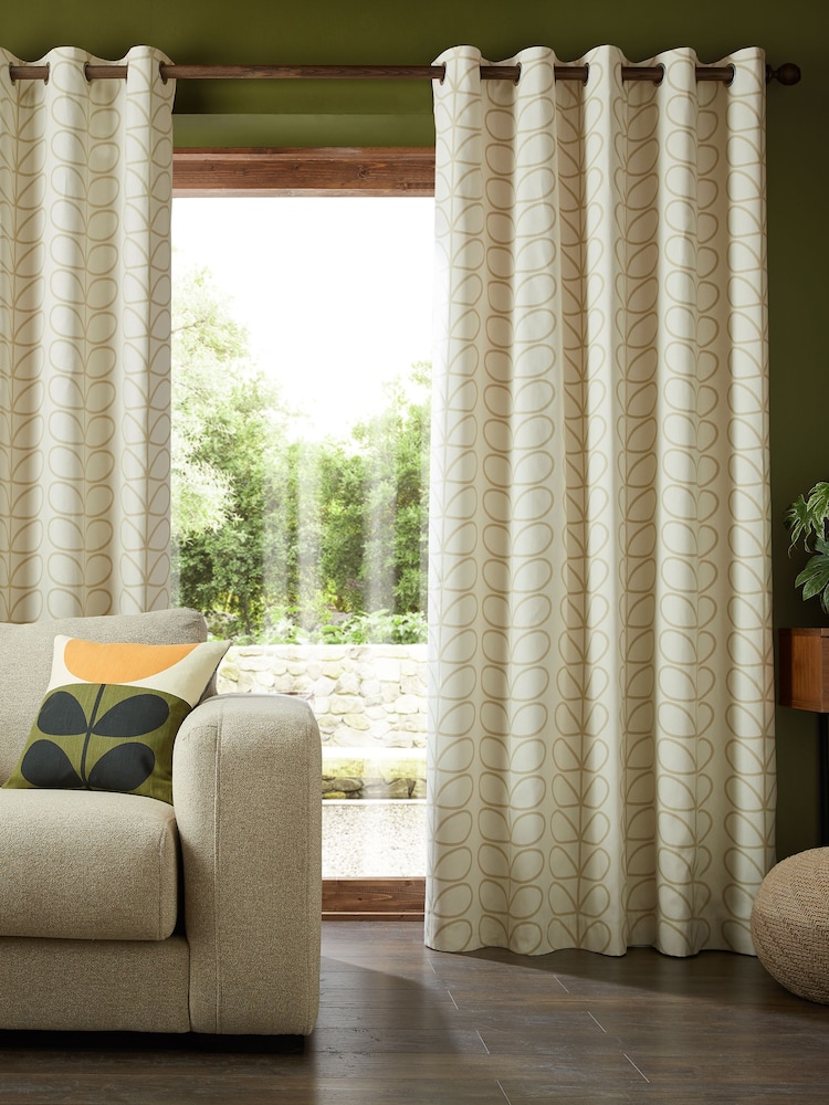 Orla Kiely Natural Linear Stem Eyelet Curtains - Image 1 of 3