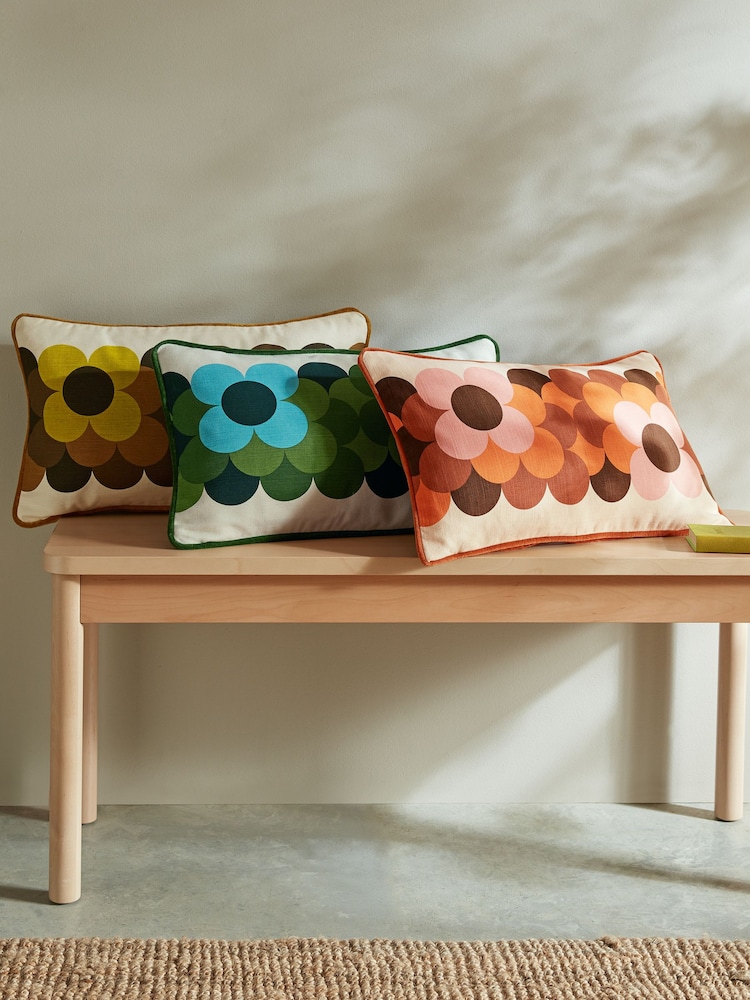 Подушка в полоску с цветочным принтом в стиле ретро Orla Kiely 100 - Изображение 2 из 3