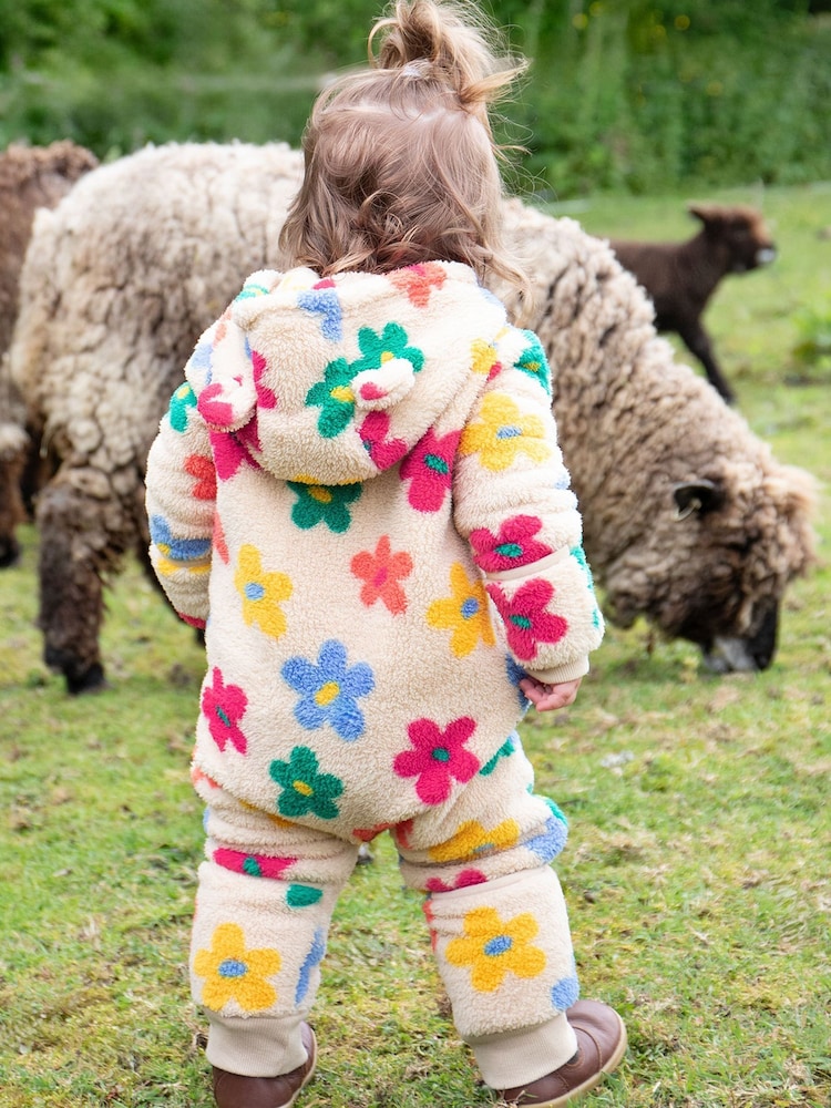 Frugi Flowers Cosy Snuggle Suit Cream All-In-One - Imagen 2 de 8