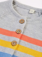 Frugi Grey Marl Striped Cardigan - Imagen 2 de 5