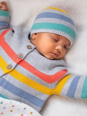 Frugi Grey Marl Striped Cardigan - Imagen 4 de 5
