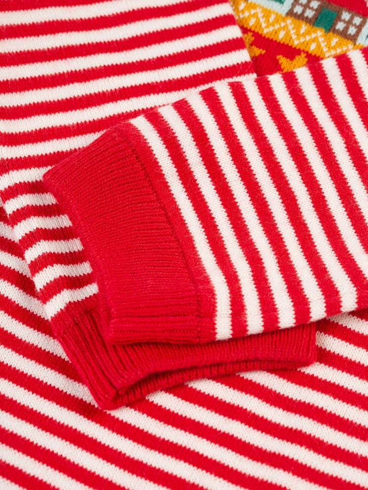 Frugi Unisex Red Knitted Christmas Romper - Imagen 2 de 5