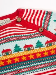 Frugi Unisex Red Knitted Christmas Romper - Imagen 3 de 5