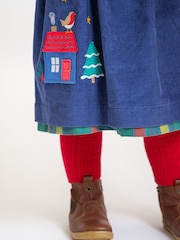 Frugi Girls Blue Reversible Corduroy Dress - Image 2 of 6