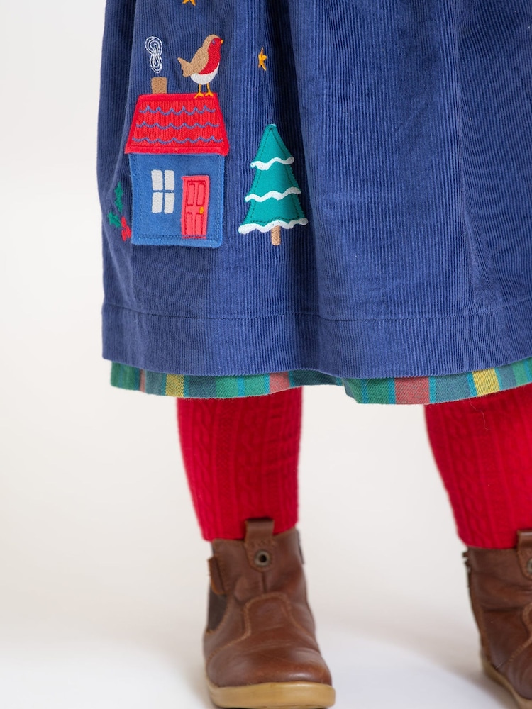 Frugi Girls Blue Reversible Corduroy Dress - Image 2 of 6 Frugi Girls Blue Reversible Corduroy Dress - Image 2 of 6