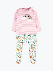 Frugi Girls Pink Stripe Easy Dressing Babygrow - Image 1 of 5