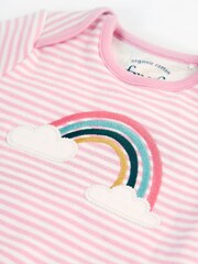 Frugi Girls Pink Stripe Easy Dressing Babygrow - Image 3 of 5