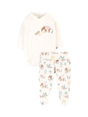 Frugi Baby Animal Print White Outfit Set - Imagen 1 de 5
