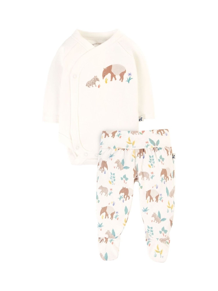 Frugi Baby Animal Print White Outfit Set - Imagen 1 de 5