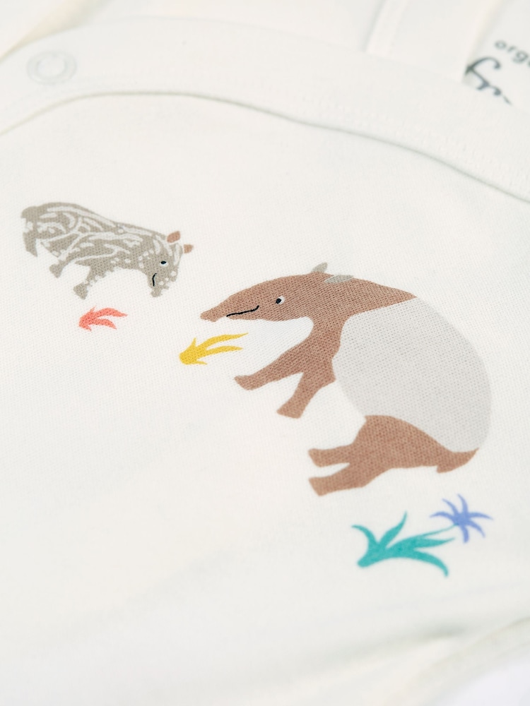 Frugi Baby Animal Print White Outfit Set - Image 3 of 5