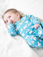 Frugi Unisex Blue Easy Dressing Printed Polar Bear Babygrow - Image 5 of 6