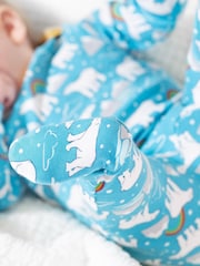 Frugi Unisex Blue Easy Dressing Printed Polar Bear Babygrow - Image 6 of 6