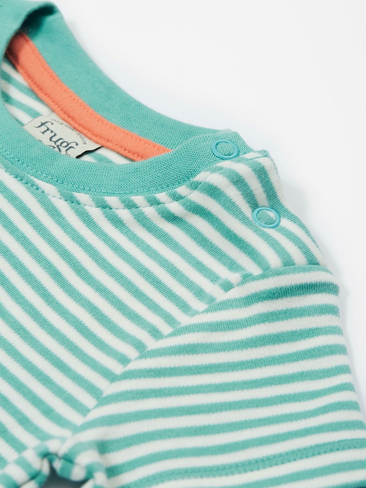 Frugi Green Stripe Puffin Embroided T-Shirt - Image 3 of 3