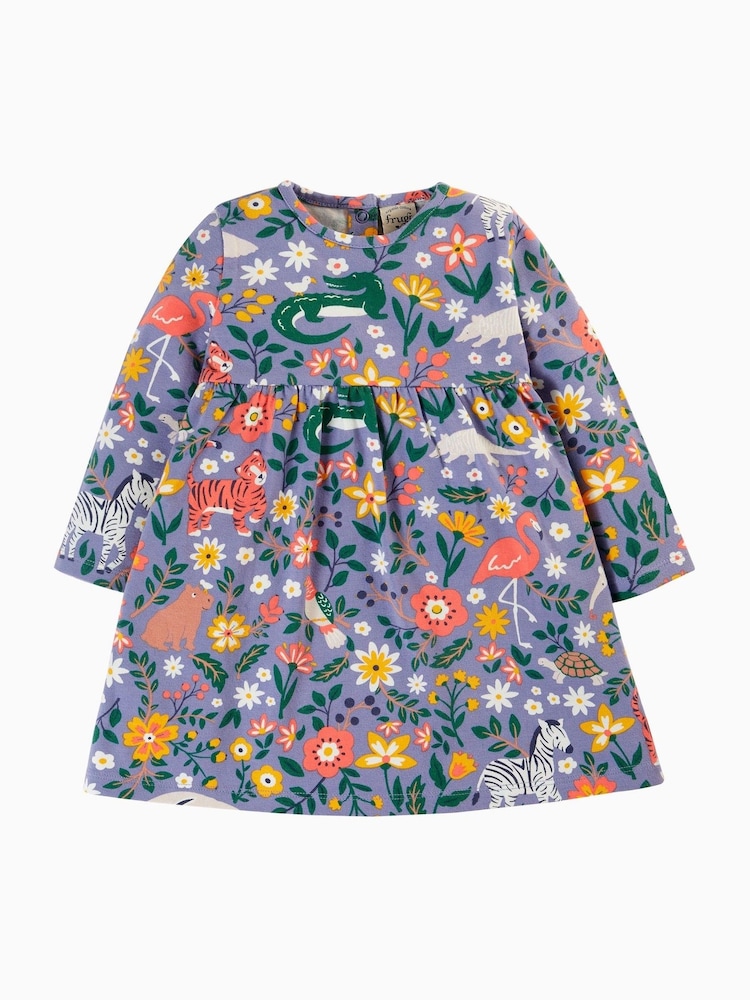 Frugi Purple Flower All Over Print Dress - Image 2 of 5