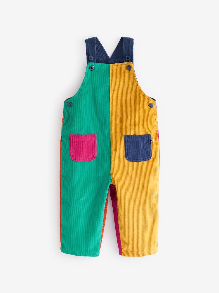 Frugi Unisex Blue Colour Block Corduroy Dungarees - Image 1 of 1