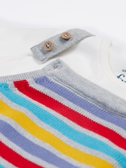 Frugi Grey Marl Striped Dungaree Set - Imagen 4 de 5