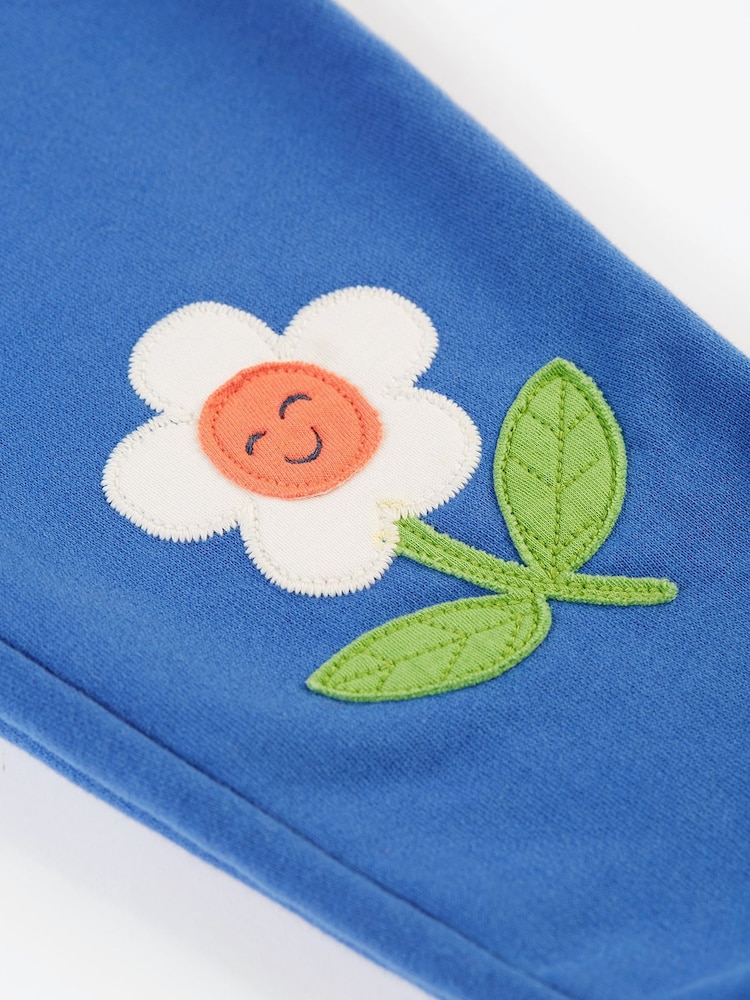 Frugi Blue Flower Bee Knee Patch Crawlers - Image 2 of 5 Frugi Blue Flower Bee Knee Patch Crawlers - Image 2 of 5