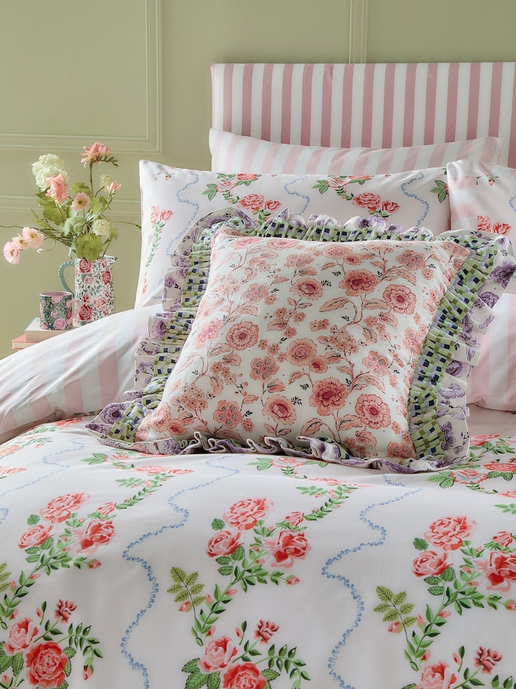 Cath Kidston Pink Flutter Duvet Cover and Pillowcase 100% Cotton Set - Image 2 of 8
