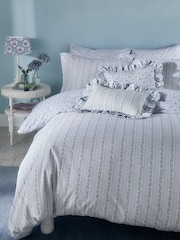 Cath Kidston Blue Ticking Stripe Duvet Cover and Pillowcase 100% Cotton Set - Image 1 of 8