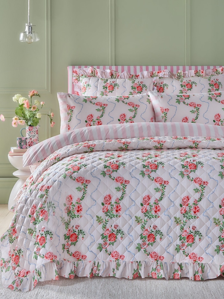 Cath Kidston Pink Flutter 100% Cotton Throw - Image 1 of 1