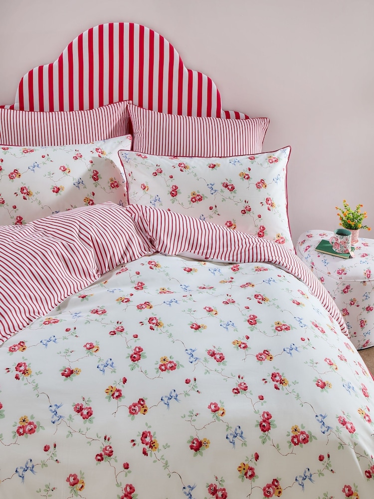 Cath Kidston Multi Rows And Bows Duvet Cover and Pillowcase 100% Cotton Set - Image 1 of 8