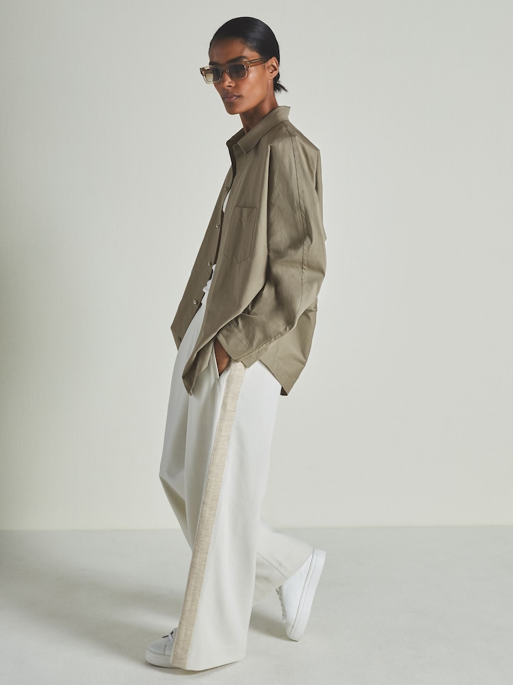 Reiss Khaki Vero Reiss | Les 100 Ciels Cotton-Blend Poplin Shirt - Image 1 of 6