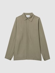 Reiss Khaki Vero Reiss | Les 100 Ciels Cotton-Blend Poplin Shirt - Image 2 of 6