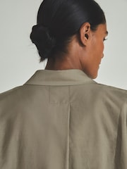Reiss Khaki Vero Reiss | Les 100 Ciels Cotton-Blend Poplin Shirt - Image 4 of 6