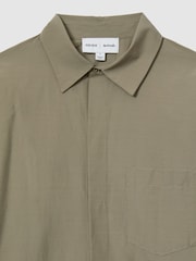 Reiss Khaki Vero Reiss | Les 100 Ciels Cotton-Blend Poplin Shirt - Image 6 of 6