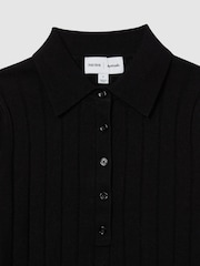 LES 100 CIEL Black Reiss | Les 100 Ciels Wool and Silk Polo Shirt - Image 5 of 5