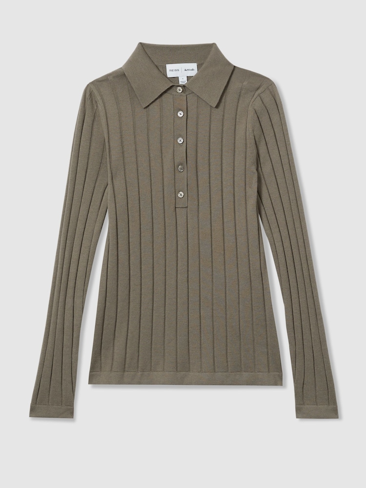 LES 100 CIEL Dark Mink Reiss | Les 100 Ciels Wool and Silk Polo Shirt - Image 2 of 6