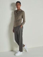 LES 100 CIEL Dark Mink Reiss | Les 100 Ciels Wool and Silk Polo Shirt - Image 3 of 6