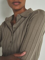 LES 100 CIEL Dark Mink Reiss | Les 100 Ciels Wool and Silk Polo Shirt - Image 4 of 6