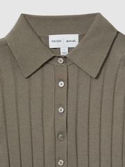 LES 100 CIEL Dark Mink Reiss | Les 100 Ciels Wool and Silk Polo Shirt - Image 6 of 6