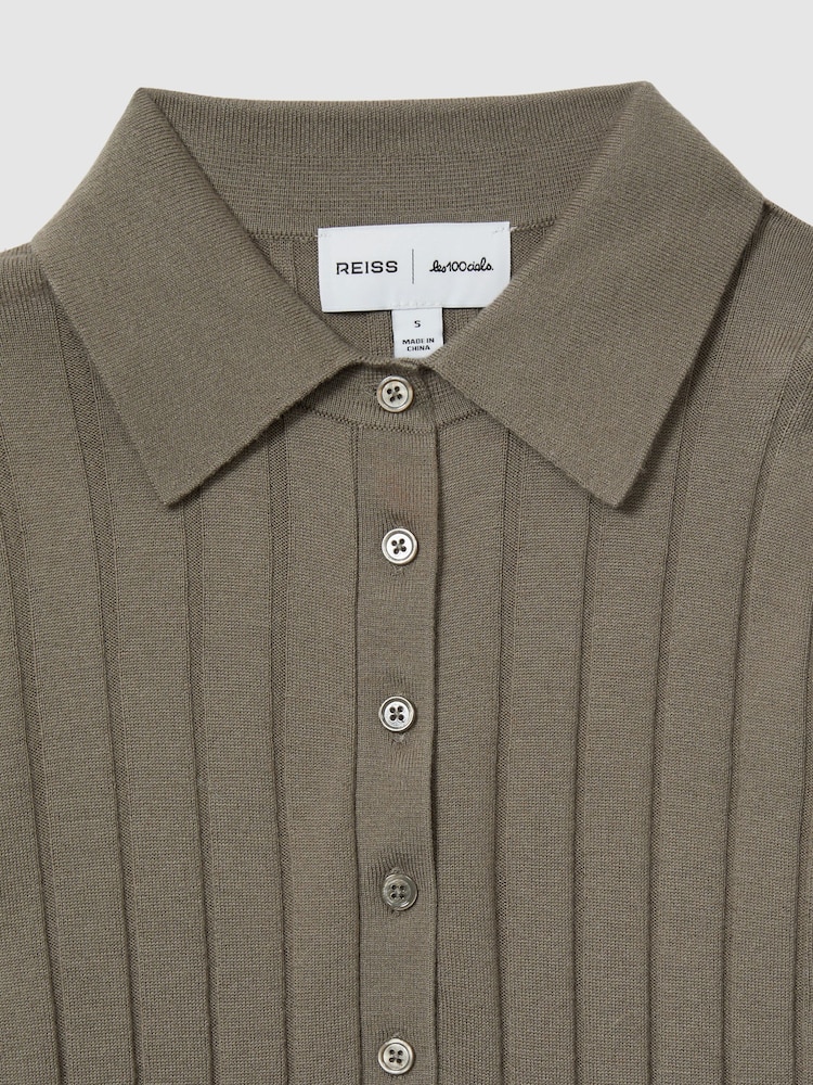 LES 100 CIEL Dark Mink Reiss | Les 100 Ciels Wool and Silk Polo Shirt - Image 6 of 6