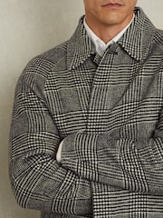 Reiss Black/White Chaplin Checked Wool-Blend Car Coat - Image 4 of 6