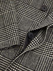 Reiss Black/White Chaplin Checked Wool-Blend Car Coat - Image 6 of 6
