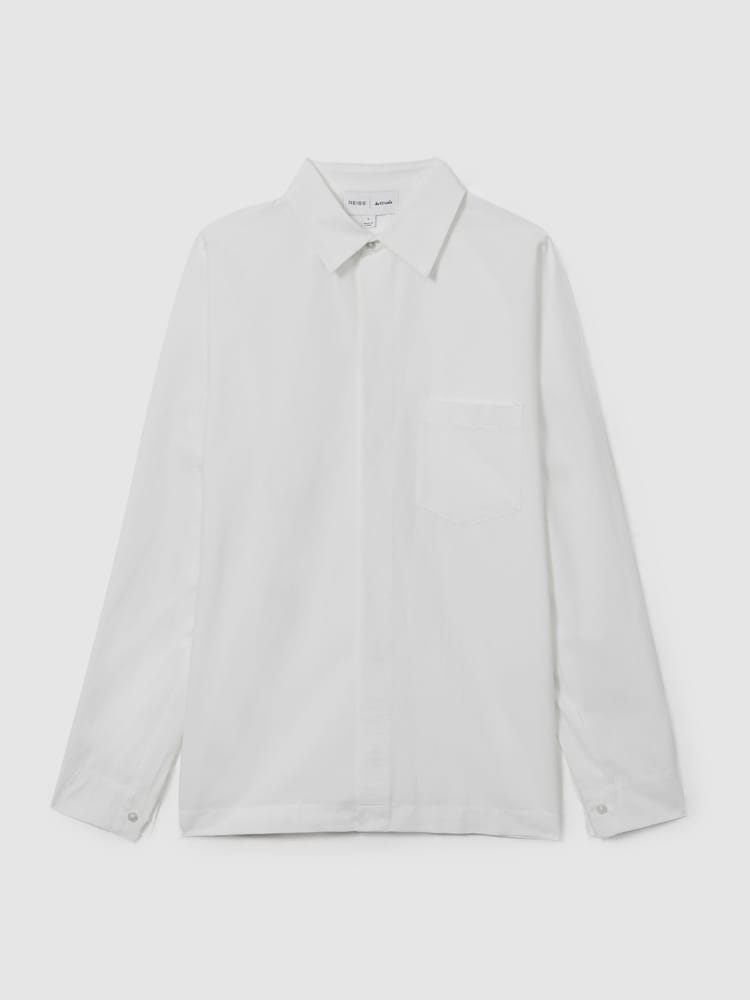 Reiss White Vero Reiss | Les 100 Ciels Cotton-Blend Poplin Shirt - Image 2 of 7