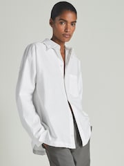 Reiss White Vero Reiss | Les 100 Ciels Cotton-Blend Poplin Shirt - Image 3 of 7