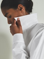 Reiss White Vero Reiss | Les 100 Ciels Cotton-Blend Poplin Shirt - Image 4 of 7